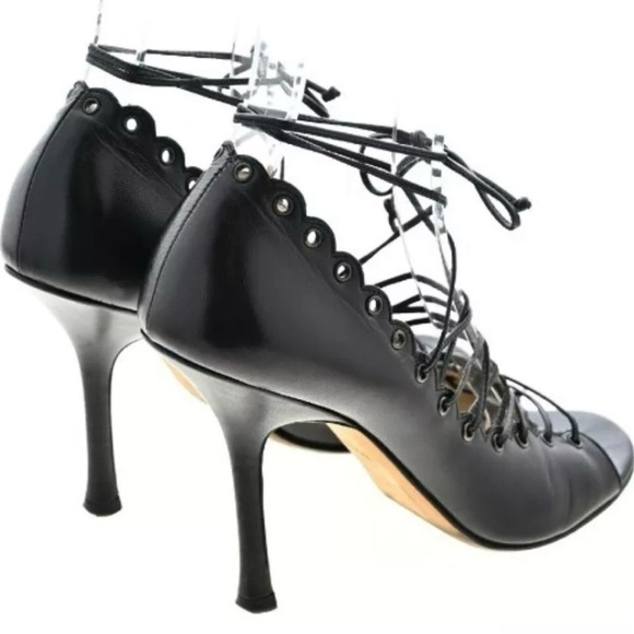 Jimmy Choo Black Lace-Up Heels - Picture 2 of 12